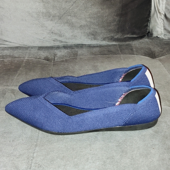 NWOT ROTHY'S NEON STRIPE POINTED TOE BLUE LOAFERS SIZE 5.5 - Picture 5 of 8